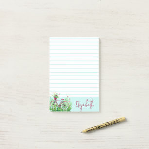Red floral bicycle personalized post-it notes