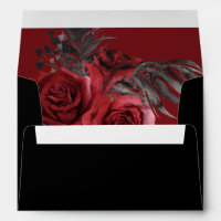 Red Floral & Black Feather - Red & Black