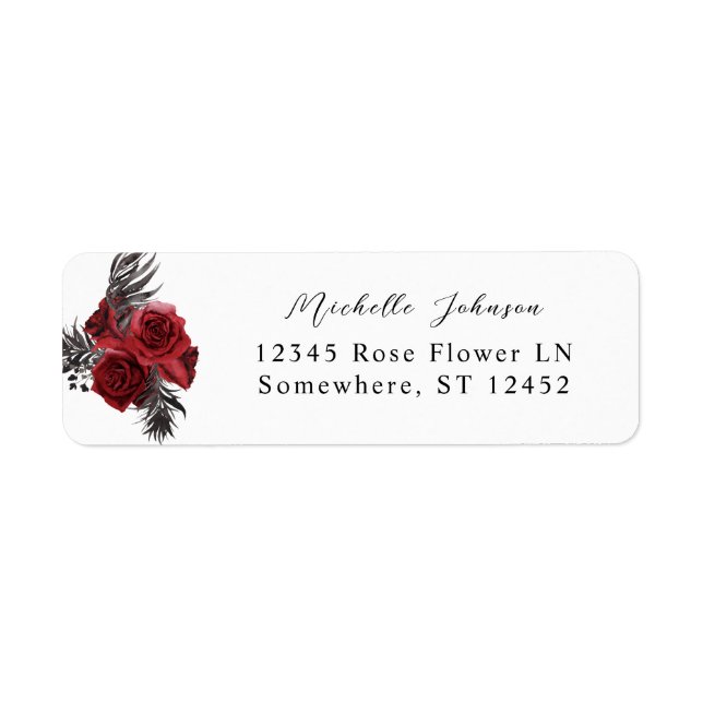 Red Floral & Black Floral Return Address Label (Front)