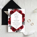 Red Floral & Black Wedding  Invitation<br><div class="desc">Send your guests a beautiful wedding invitation with your beautiful Red Floral & Black Wedding Invitations.</div>