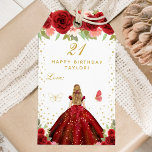 Red Floral Blonde Hair Girl Happy Birthday Gift Tags<br><div class="desc">This elegant and glamourous happy birthday gift tag can be personalized with a name. The design features a beautiful princess with blonde hair and fair skin in a red ball gown. The text combines handwritten script and modern sans serif fonts for a classy and sophisticated look. The floral arrangements, butterflies...</div>
