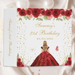 Red Floral Blonde Hair Princess Photo Album Binder