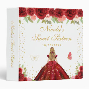 Red Floral Blonde Hair Princess Sweet Sixteen Binder