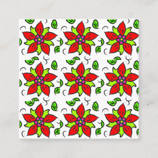 Red Floral Chic Square Business Card