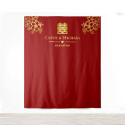 Red floral Chinese wedding tea ceremony backdrop