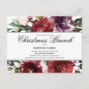 Red Floral Christmas Brunch Invitation