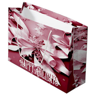 Red Floral Christmas Holiday Gift Bag