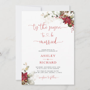 Red Floral Christmas Wedding Invitations