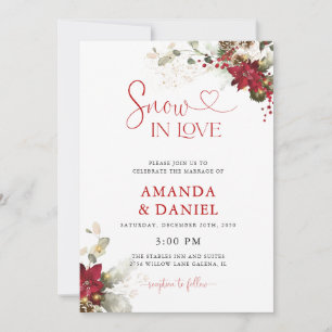 Red Floral Christmas Wedding Invitations