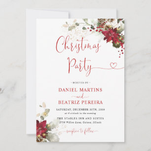 Red Floral Christmas Wedding Invitations