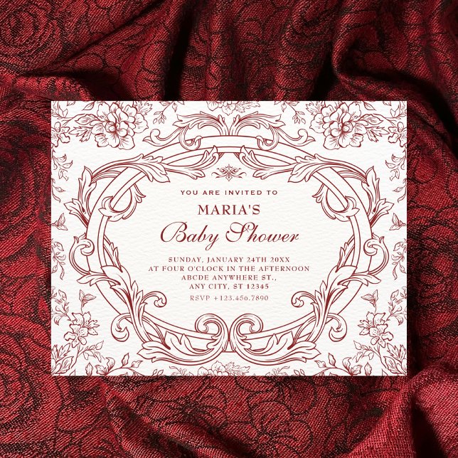 Red Floral classic vintage graduation Invitation (Creator Uploaded)