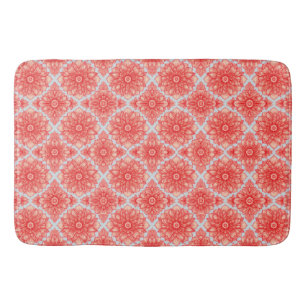 Red Floral Contemporary Pattern Bath Mat