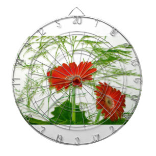 Red Floral Dartboard