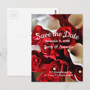 Red Floral Elegant Flowers Save the Date Wedding Postcard