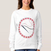Red Floral Embroidery Needle and Thread Aesthetic