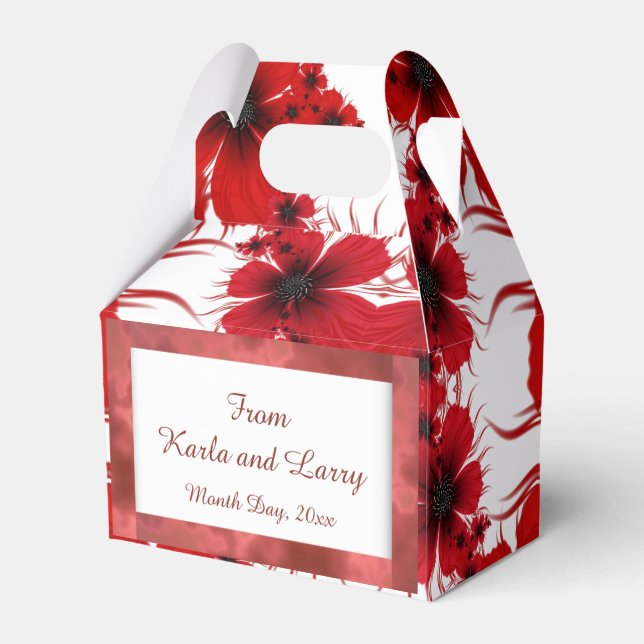 Red Floral Favor Box (Back Side)