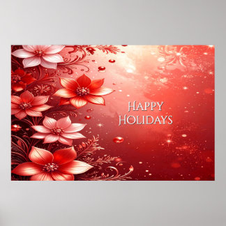Red Floral Festive Poster
