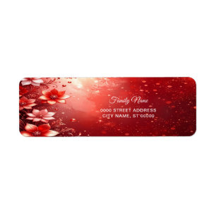 Red Floral Festive Return Address