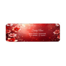 Red Floral Festive Return Address