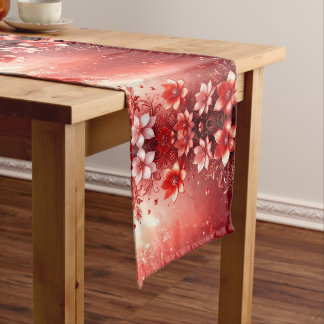 Red Floral Festive Table Runner