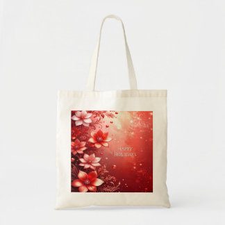 Red Floral Festive Tote Bag