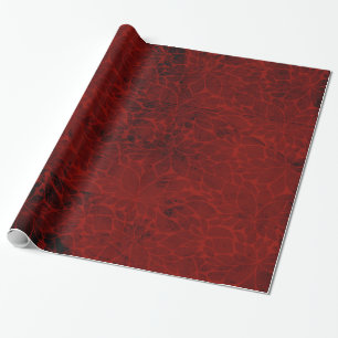 Red Floral Flower Leaf Tree Wrapping Paper
