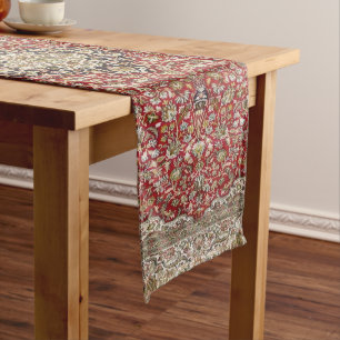 Red floral flower persian turkish pattern elegant long table runner