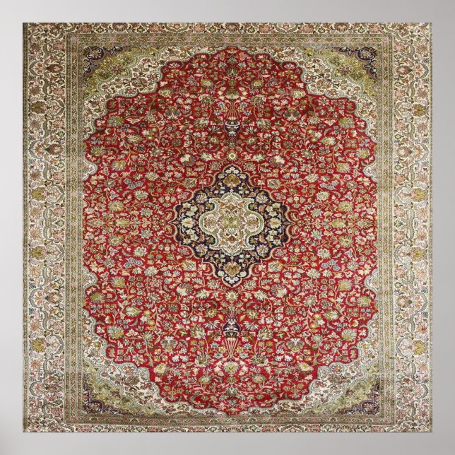 Red floral flower persian turkish pattern elegant  poster (Front)
