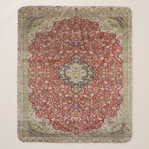 Red floral flower persian turkish pattern elegant  sherpa blanket