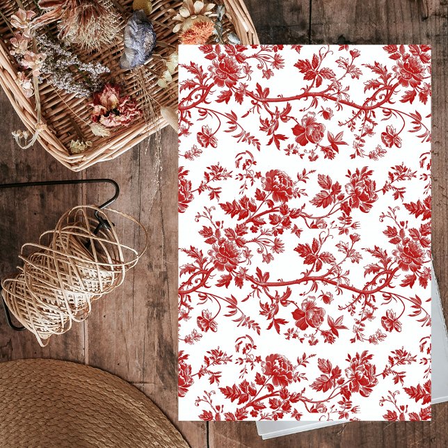 Red Floral French Vintage Decoupage  Tissue Paper (Creator Uploaded)