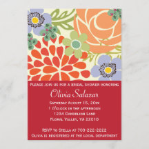 Red Floral Garden Bridal Shower Invitation
