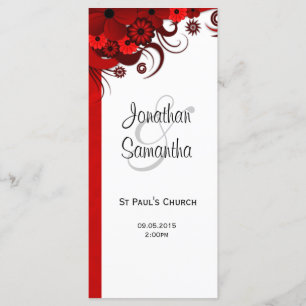Red Floral Gothic Wedding Program Templates