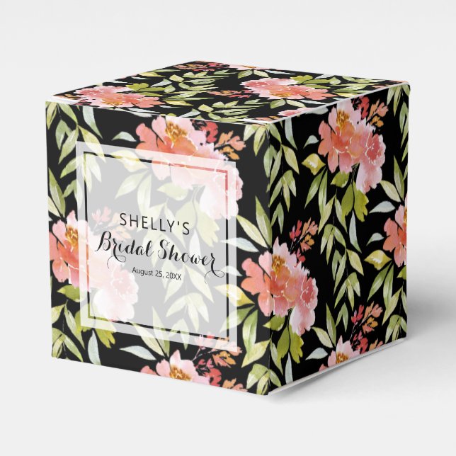 Red Floral Greenery Bridal Shower Favor Box (Front Side)