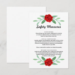 Red Floral Greenery Foliage Safety Measures Card