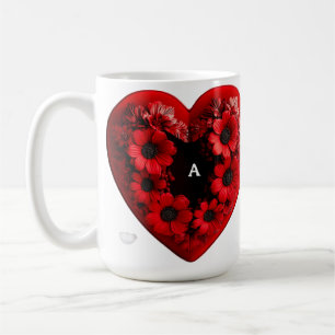 Red Floral Heart Made Of Flowers Coffee Mug