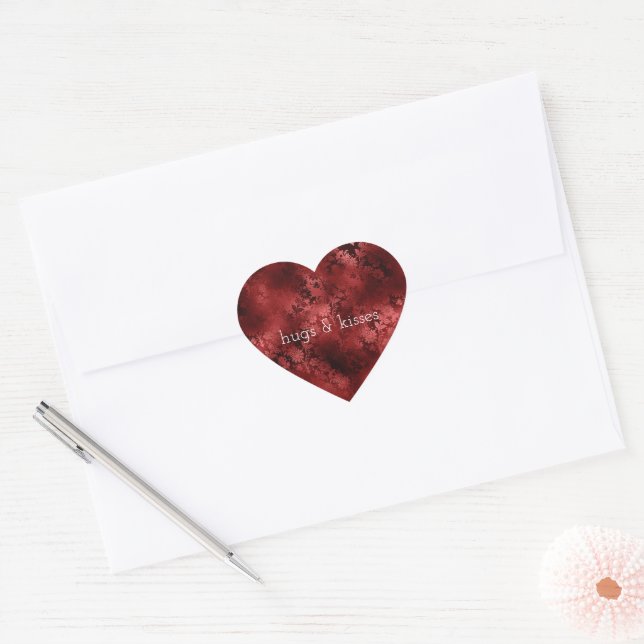 Red Floral Heart Sticker (Envelope)