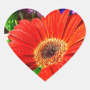 Red floral heart sticker