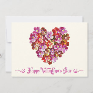 Red Floral Heart Vintage Happy Valentine's Day Holiday Card