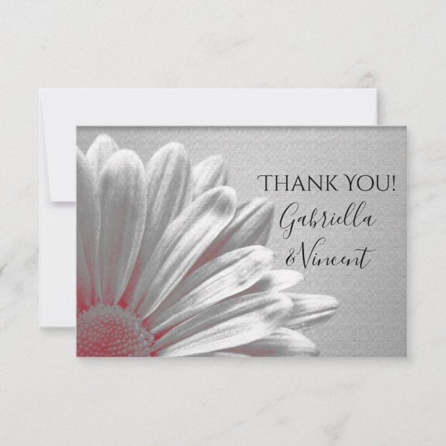 Red Floral Highlights Flat Thank You Notes (Front)