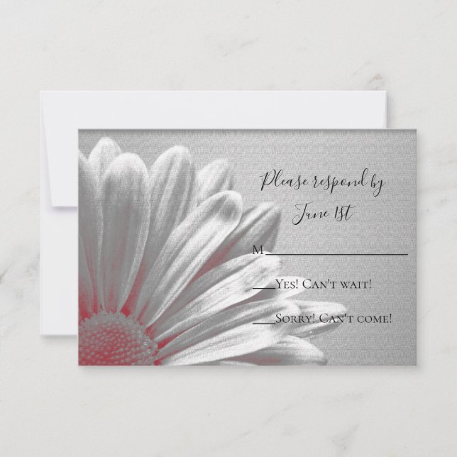 Red Floral Highlights Wedding RSVP Response Card (Front)