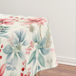 Red Floral Holiday Tablecloth