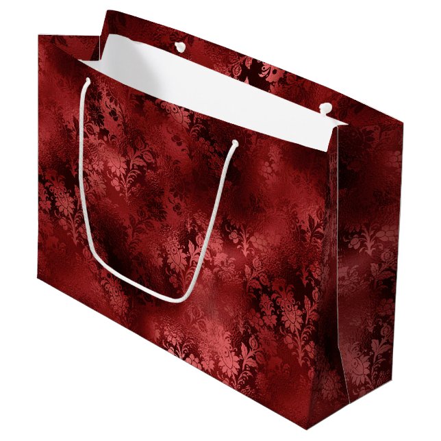 Red Floral Large Gift Bag (Front Angled)