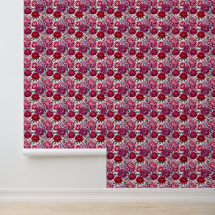 Red Floral Large Print Wallpaper