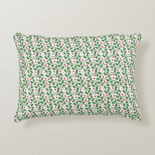 Red Floral Leaf Pattern, Dark Botanical Seamless Accent Pillow
