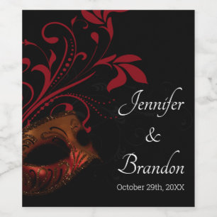 Red Floral Mask Wine Label