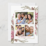 Red Floral Modern Botanical Berry Merry Christmas Holiday Card<br><div class="desc">Create the perfect holiday keepsake for your friends and family. It features three photos surrounded in soft red holiday poinsettia flowers,  berries and greenery. All of the text can be easily edited to create just the right holiday message. This item is part of the Elegant Poinsettia and Greenery collection.</div>