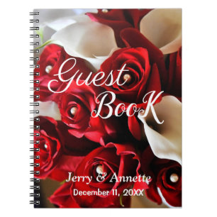 Red Floral Modern Elegant Flowers Guest Notebook