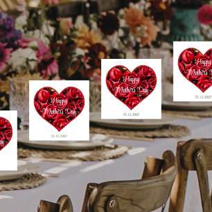 Red Floral Modern Elegant Happy Mothers Day Party Napkin