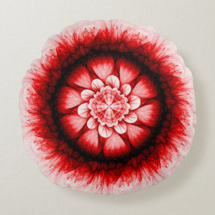Red floral modern pattern round pillow