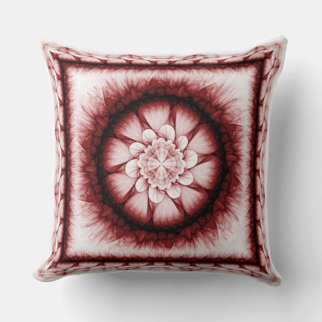 Red floral modern pattern throw pillow (Front)